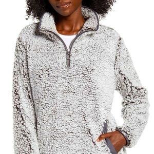 Thread & Supply Gray Wubby Sherpa Half Zip Pullover Sweater Womens Size S